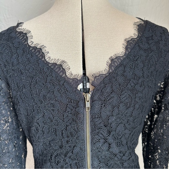 EUC Diane von Furstenburg Black Lace Zarita Sheath Dress Full Zip Back - Picture 6 of 16